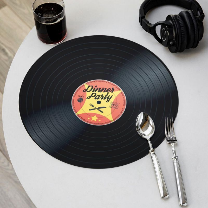 Retro Record Vinyl Design Placemats set of 4 1 of each design 